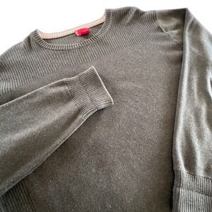 Levi's Mens Crewneck Sweater Olive Green Cotton Ribbed‎ Knit Pullover Casual L